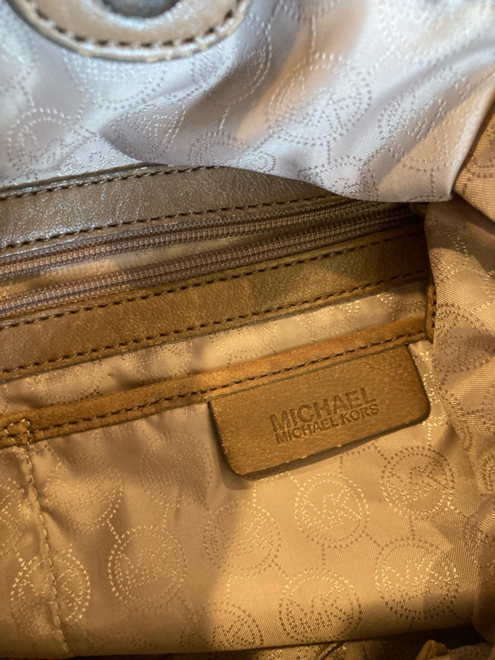 Michael Kors Tan Leather Shoulder Satchel Bag, Front Flap with Crossbody Strap - Picture 10 of 16